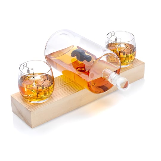 JoyJolt® Hammer Crystal Whiskey Decanter & Glasses Set